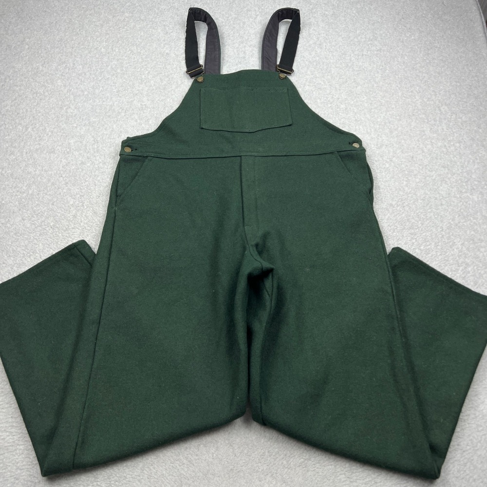 VTG Codet Bib Overalls Mens XL Green Wool Heavyweight Workwear Hunting Canada